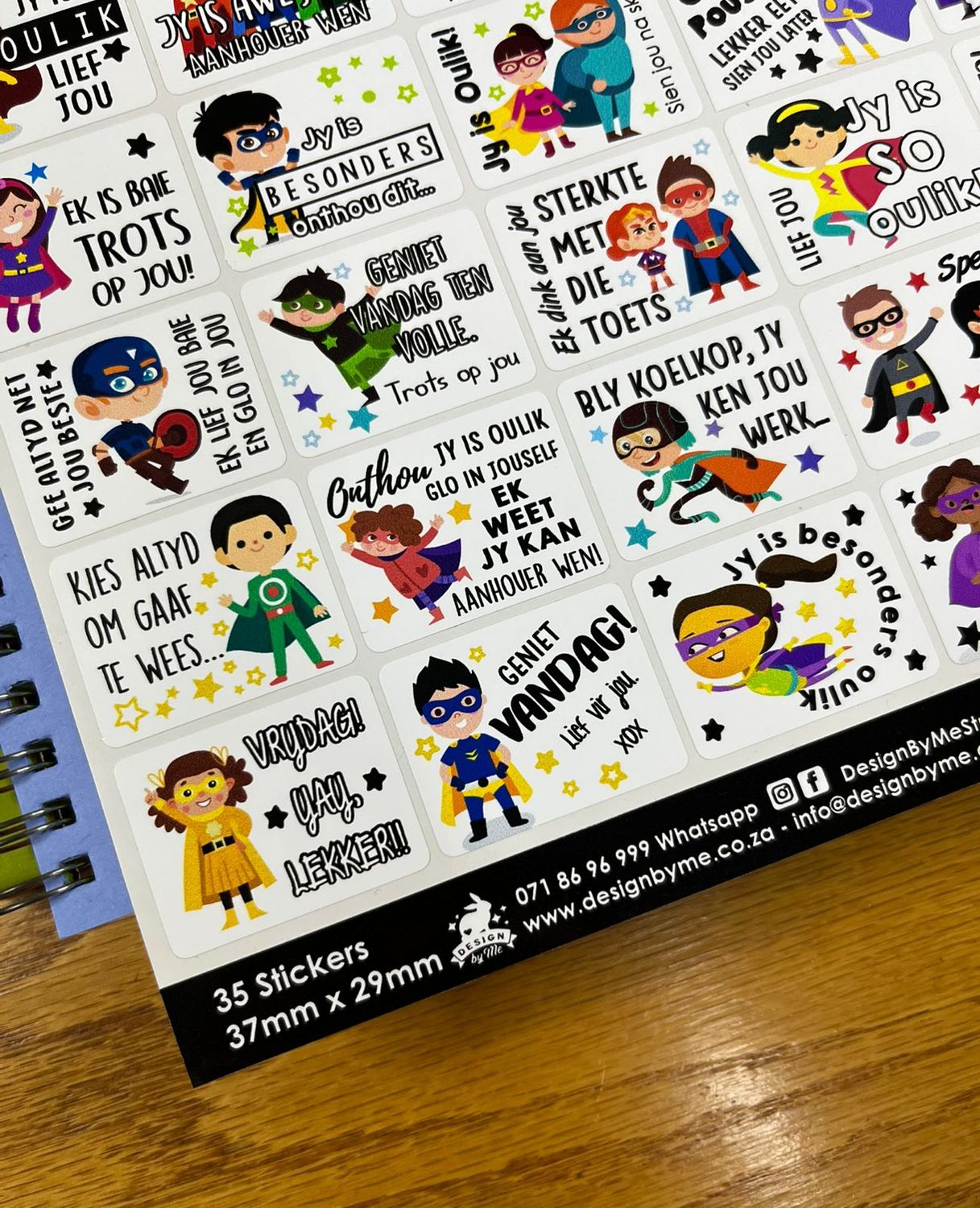 SuperHeroes theme 2  Afrikaans Lunchbox Stickers
