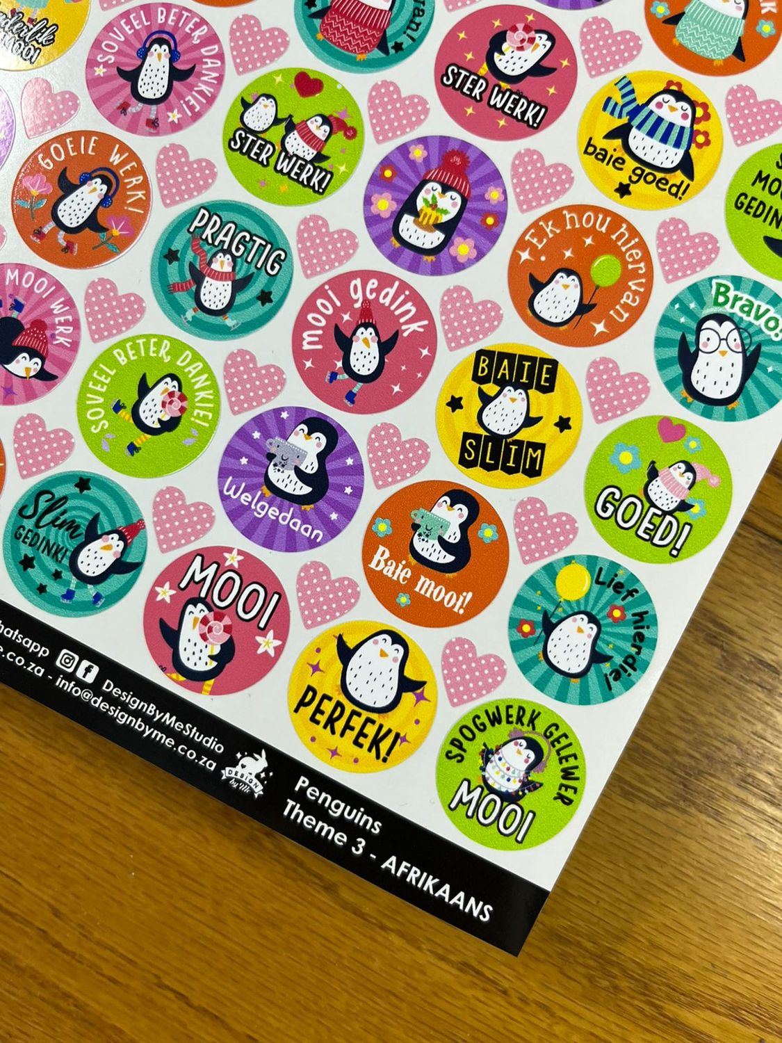 Penguins Theme 3 Reward Stickers  Afrikaans