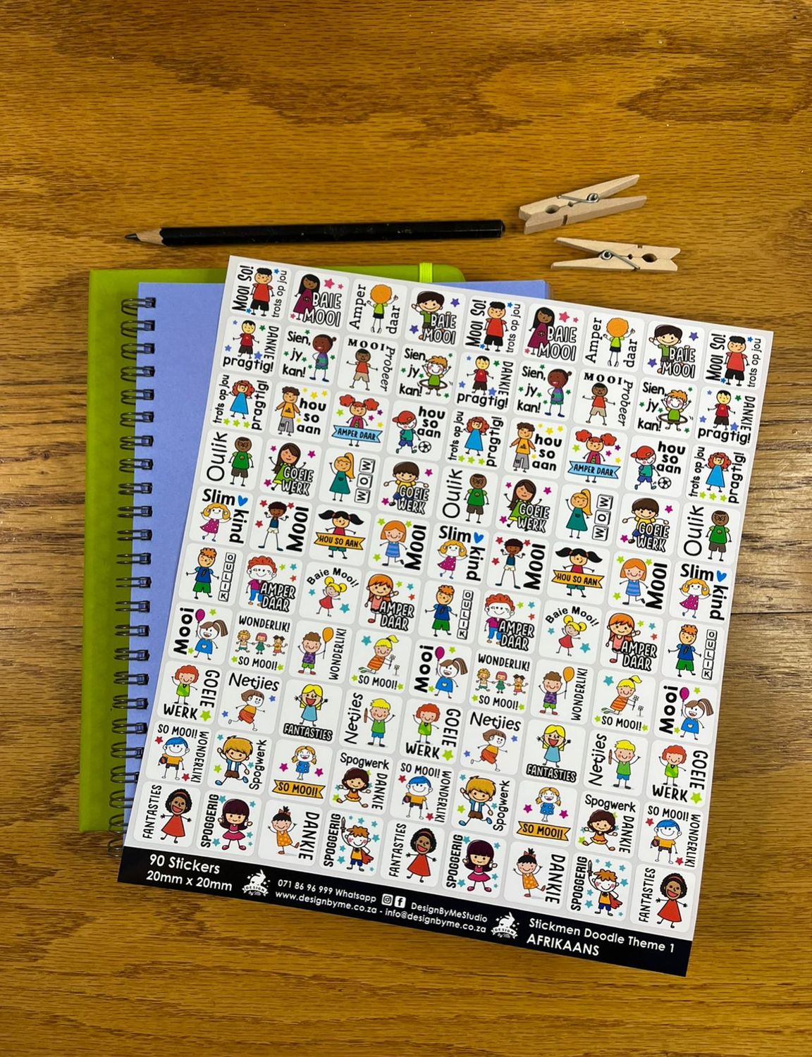 Stickmen Friendship crayon doodle Theme 1 Reward Stickers  Afrikaans