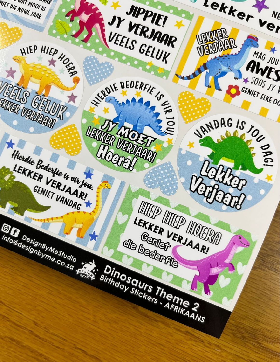 Dinosaurs Theme 2 Birthday Gift Stickers Afrikaans