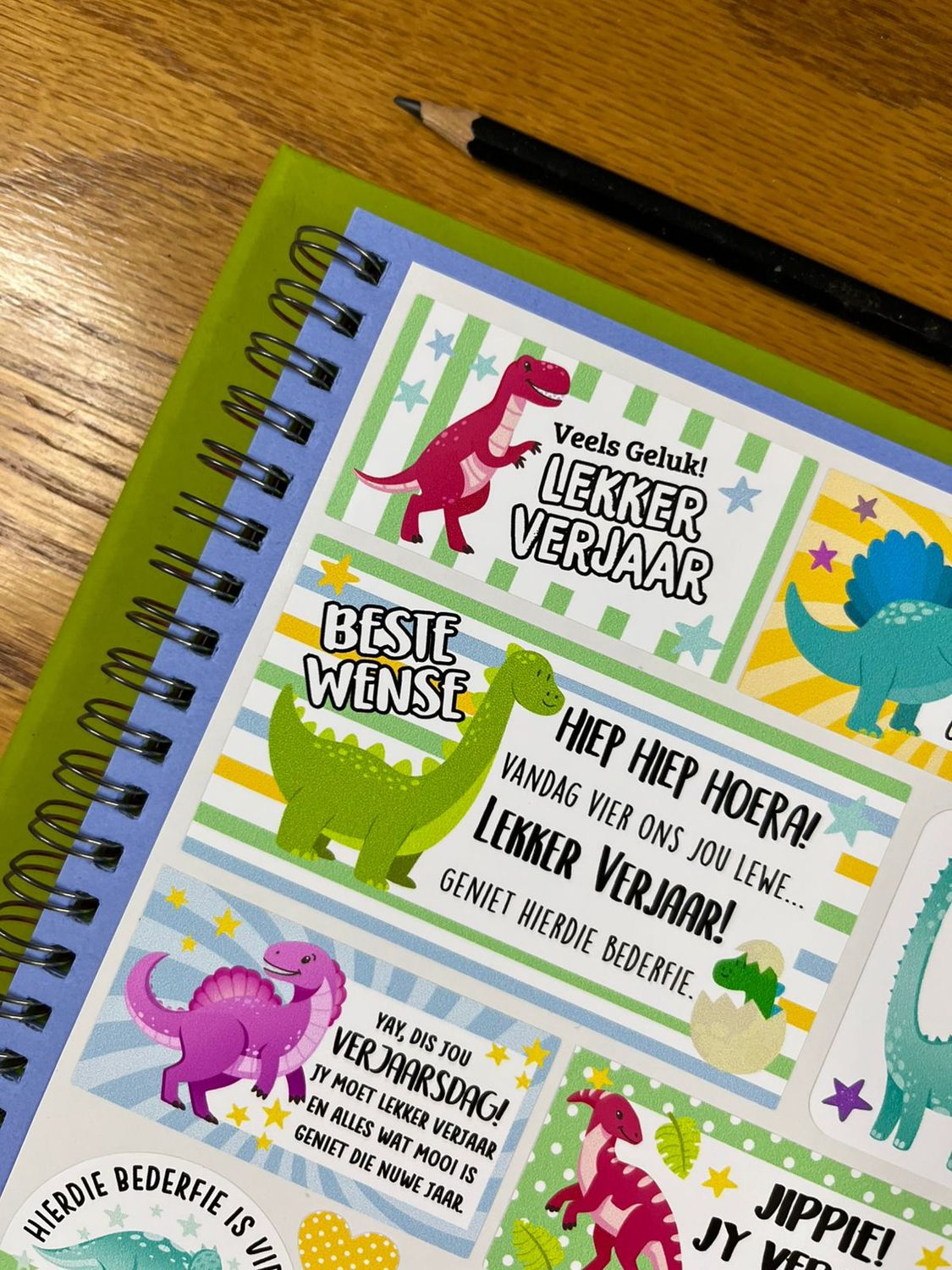 Dinosaurs Theme 2 Birthday Gift Stickers Afrikaans