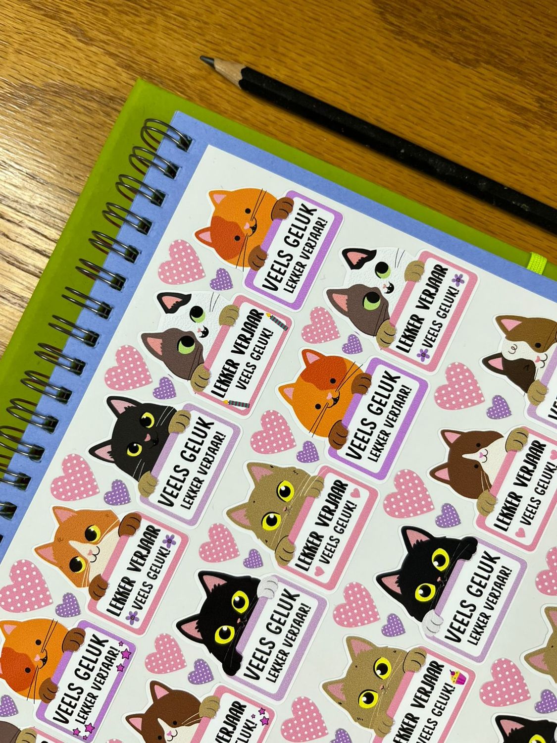 Kitty Cat Theme 2 Birthday Gift Stickers Afrikaans