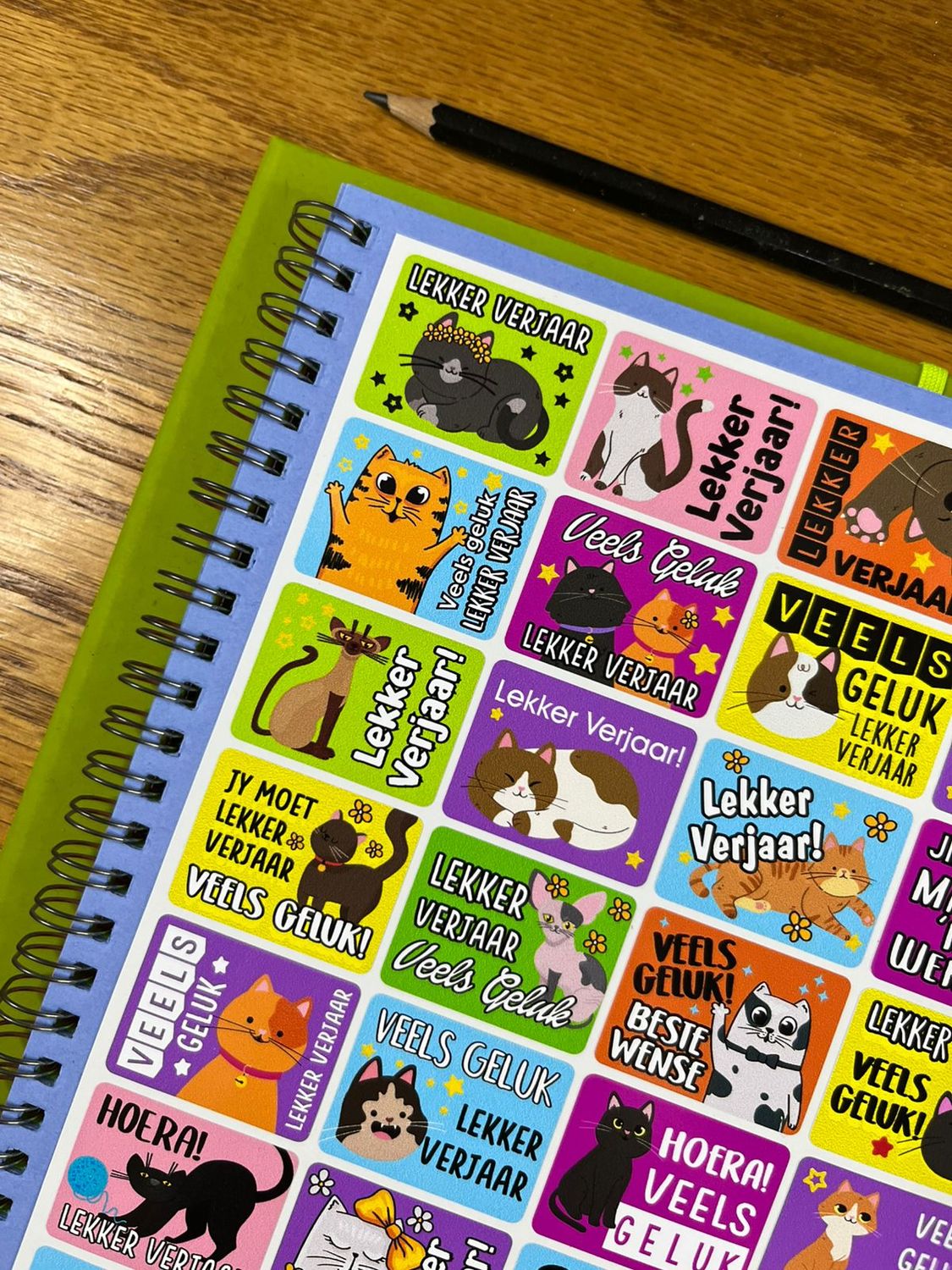 Kitty Cat Theme 3 Birthday Gift Stickers Afrikaans