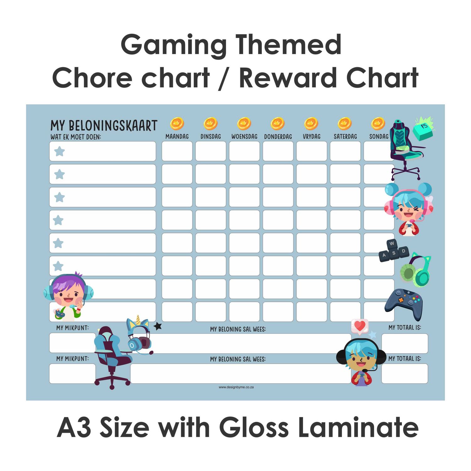 Gaming Theme 1 Reward Chart Chore Chart Afrikaans
