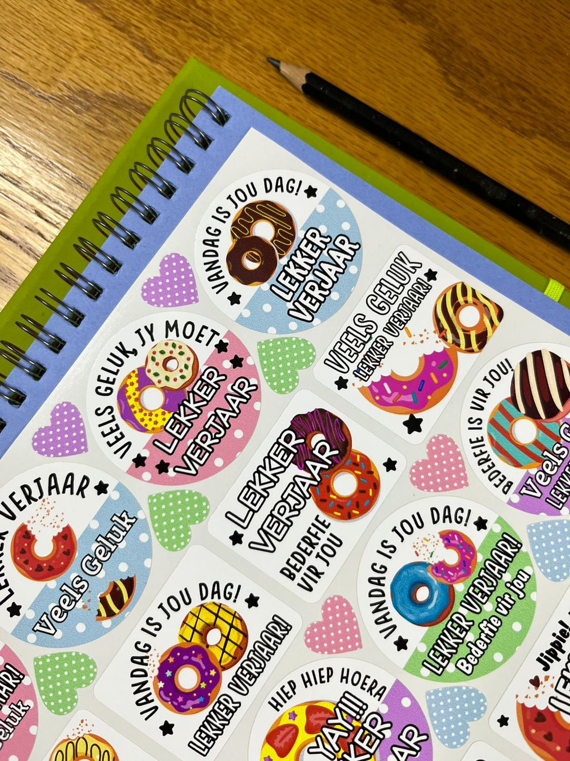 Doughnut Donut Theme 1 Birthday Gift Stickers Afrikaans