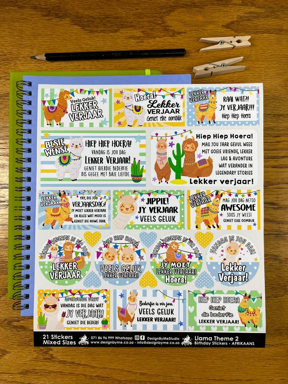 Llama Theme 2 Birthday Gift Stickers Afrikaans