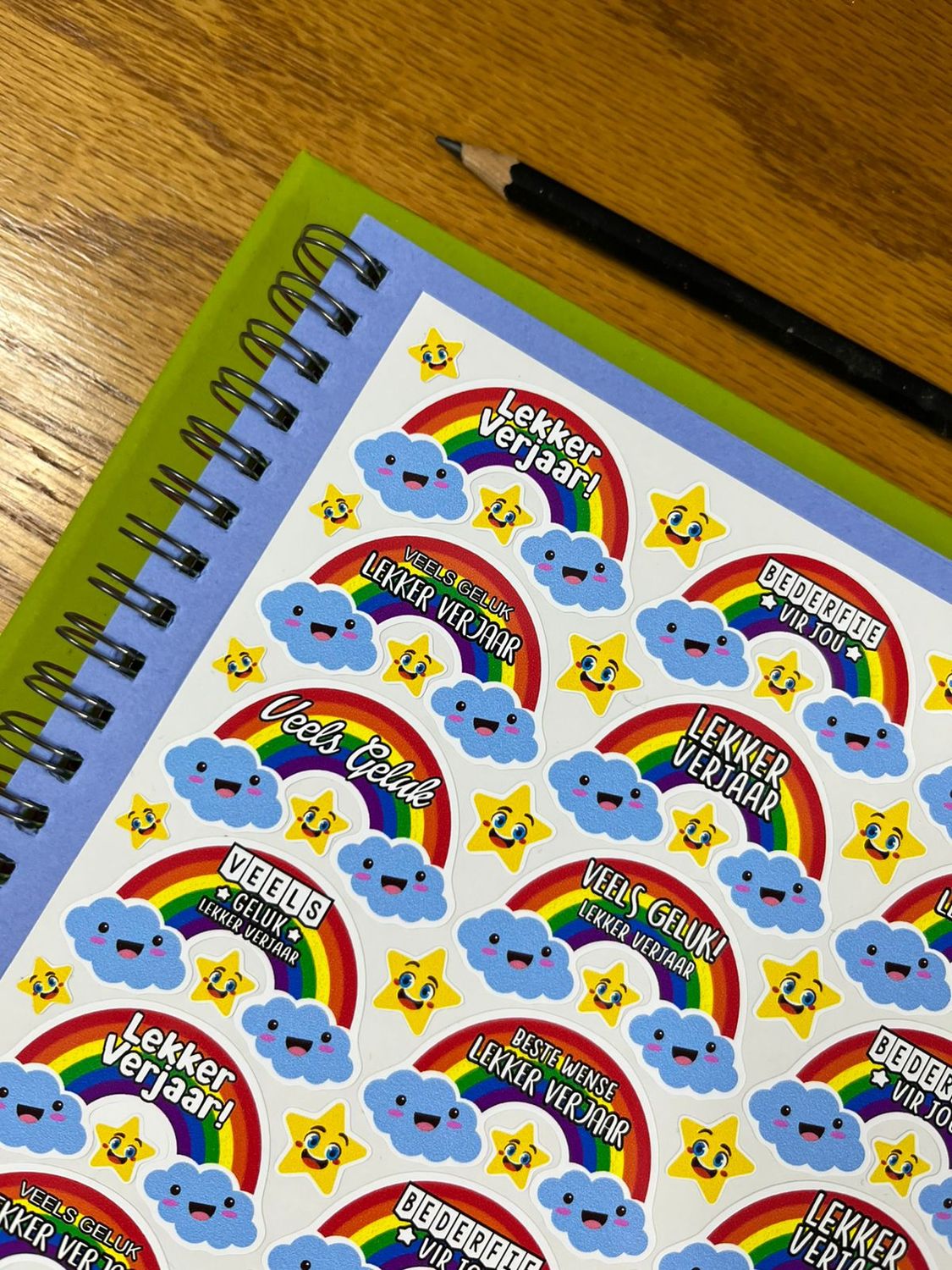 Rainbow Theme 2 Birthday Gift Stickers Afrikaans