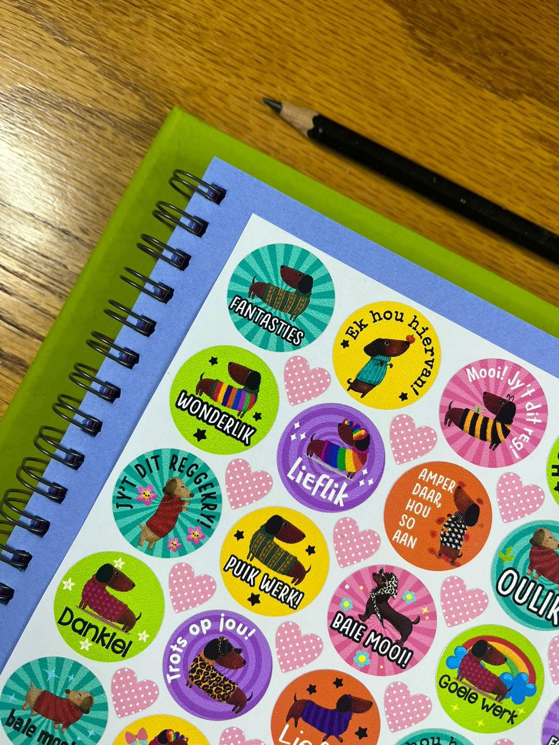 Puppy Dog Worshond Dachshund  Theme 4  Reward Stickers in Afrikaans