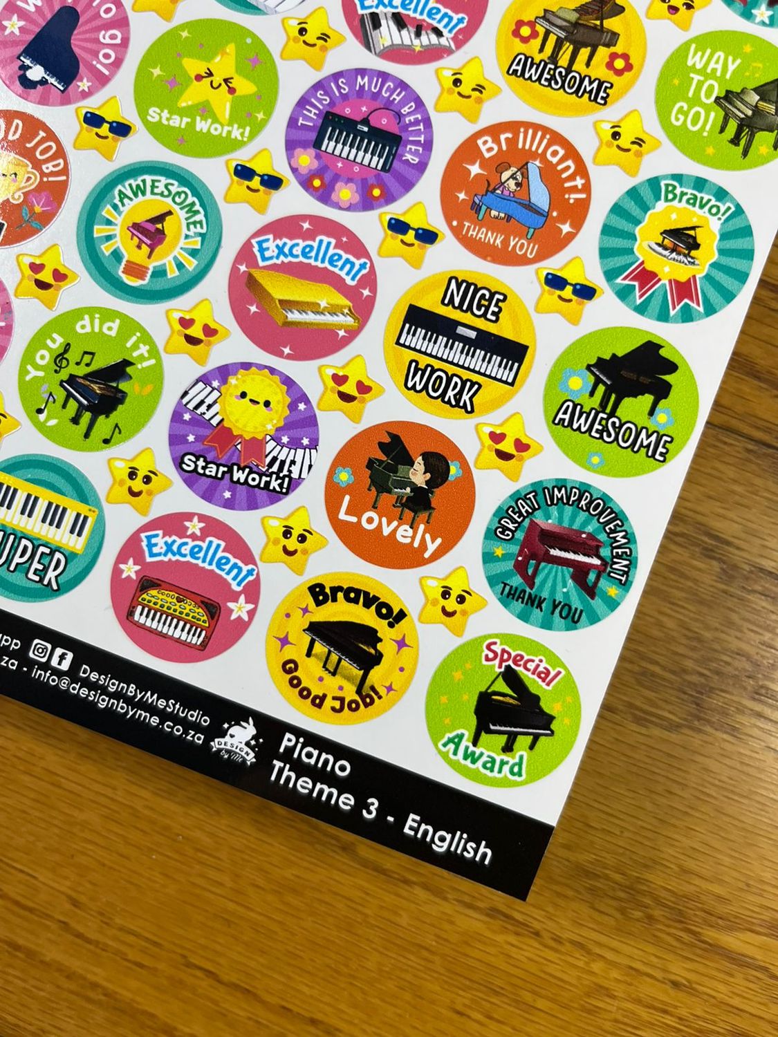 Piano Theme 3  Reward Stickers in English