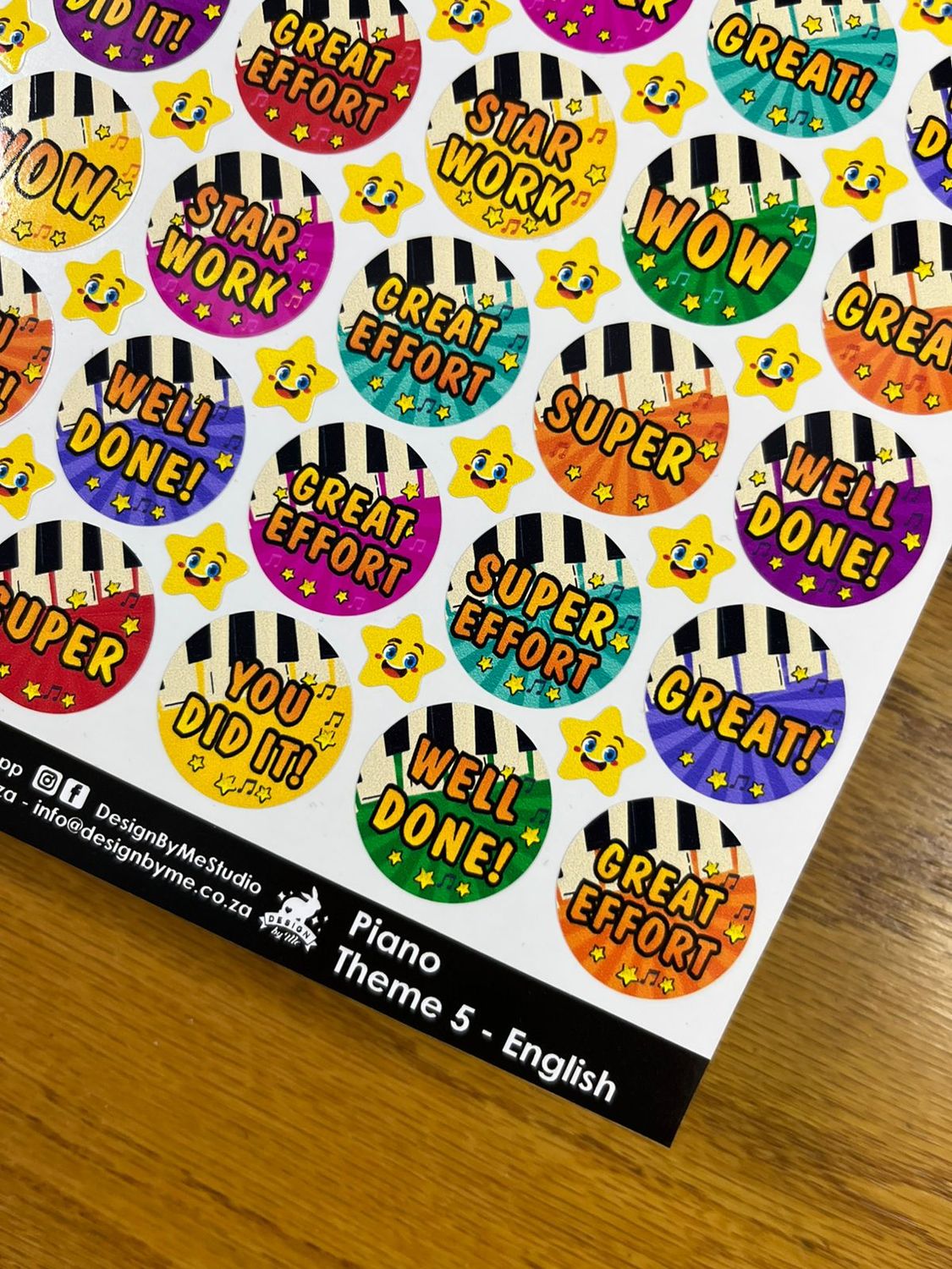 Piano Theme 5  Reward Stickers in English