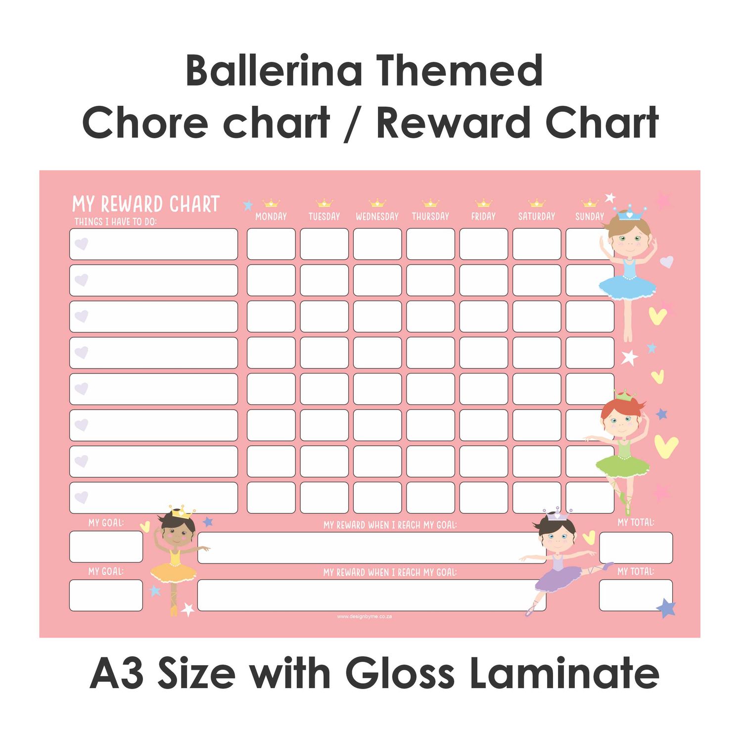 Ballerina Theme 1 Reward Chart Chore Chart English
