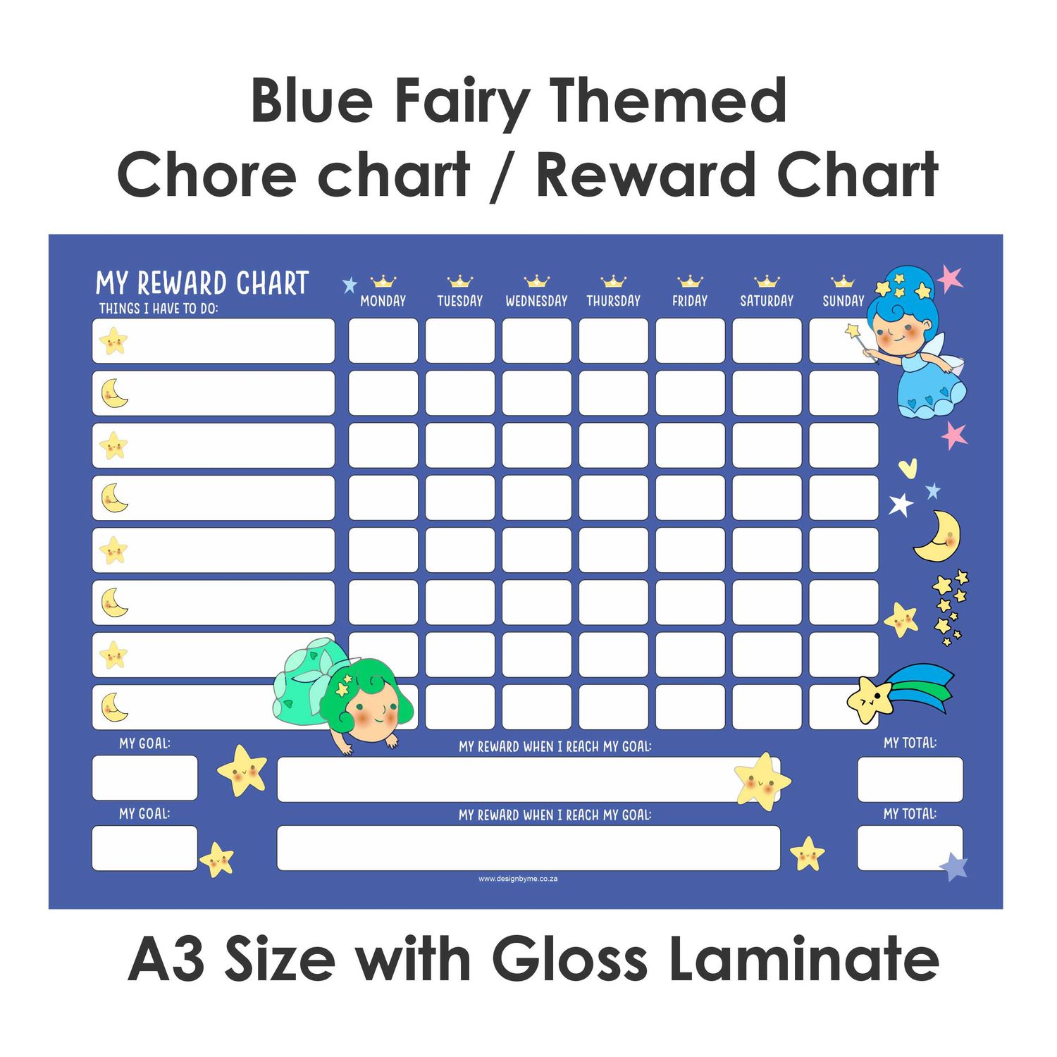 Blue Fairy Theme 1 Reward Chart Chore Chart English