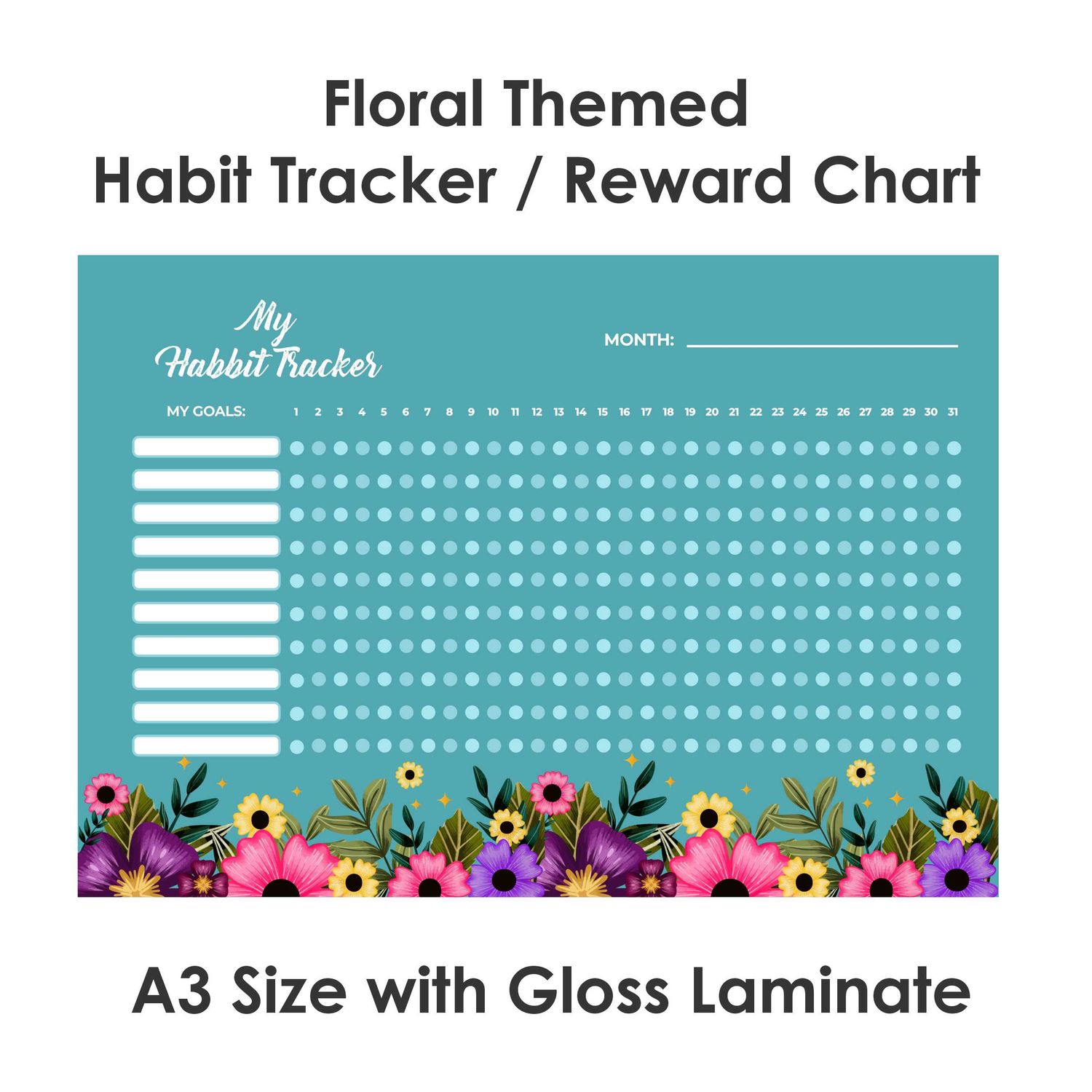 Floral Theme 1 Habit Tracker Reward Chart English