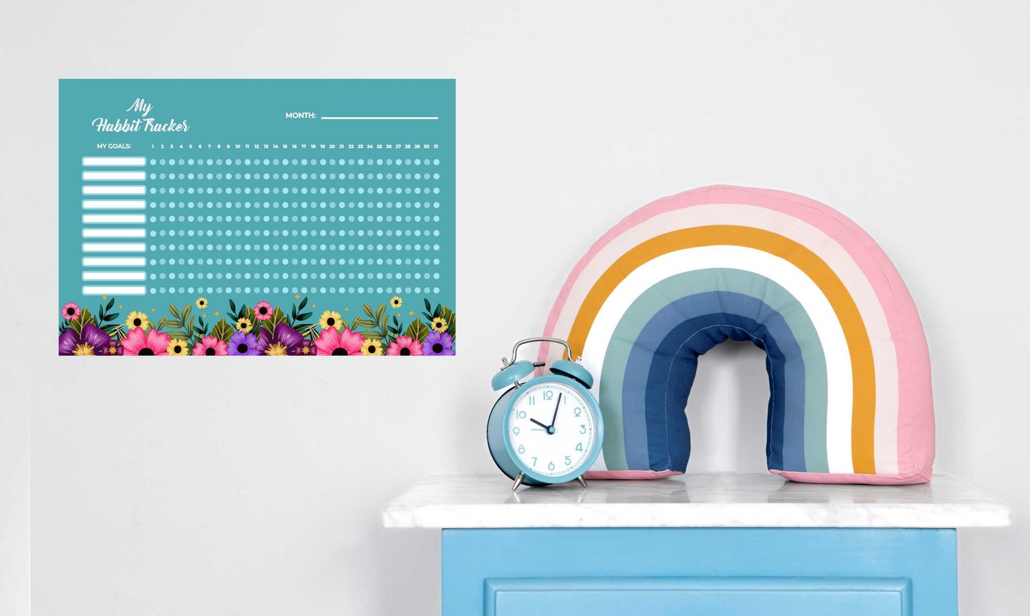 Floral Theme 1 Habit Tracker Reward Chart English