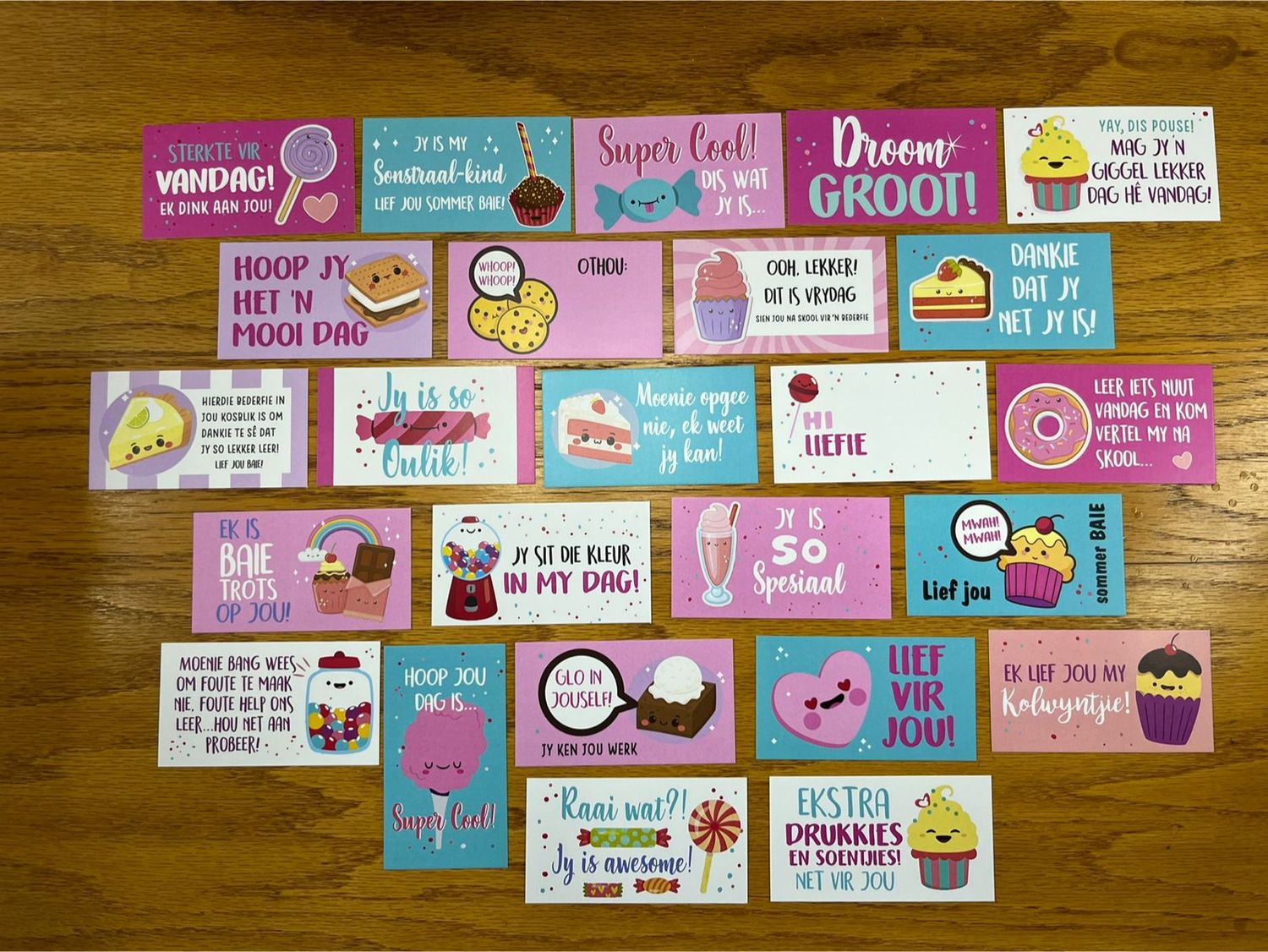 Candy Sweets Theme 1 Afrikaans Lunchbox Note Cards
