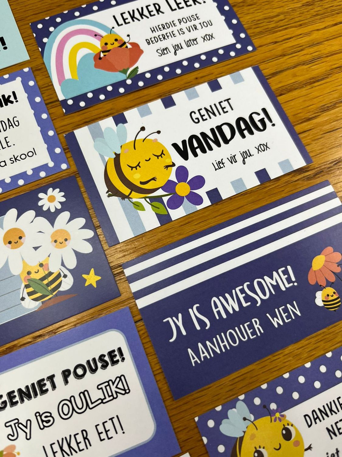 Bee Theme 1 Afrikaans Lunchbox Note Cards
