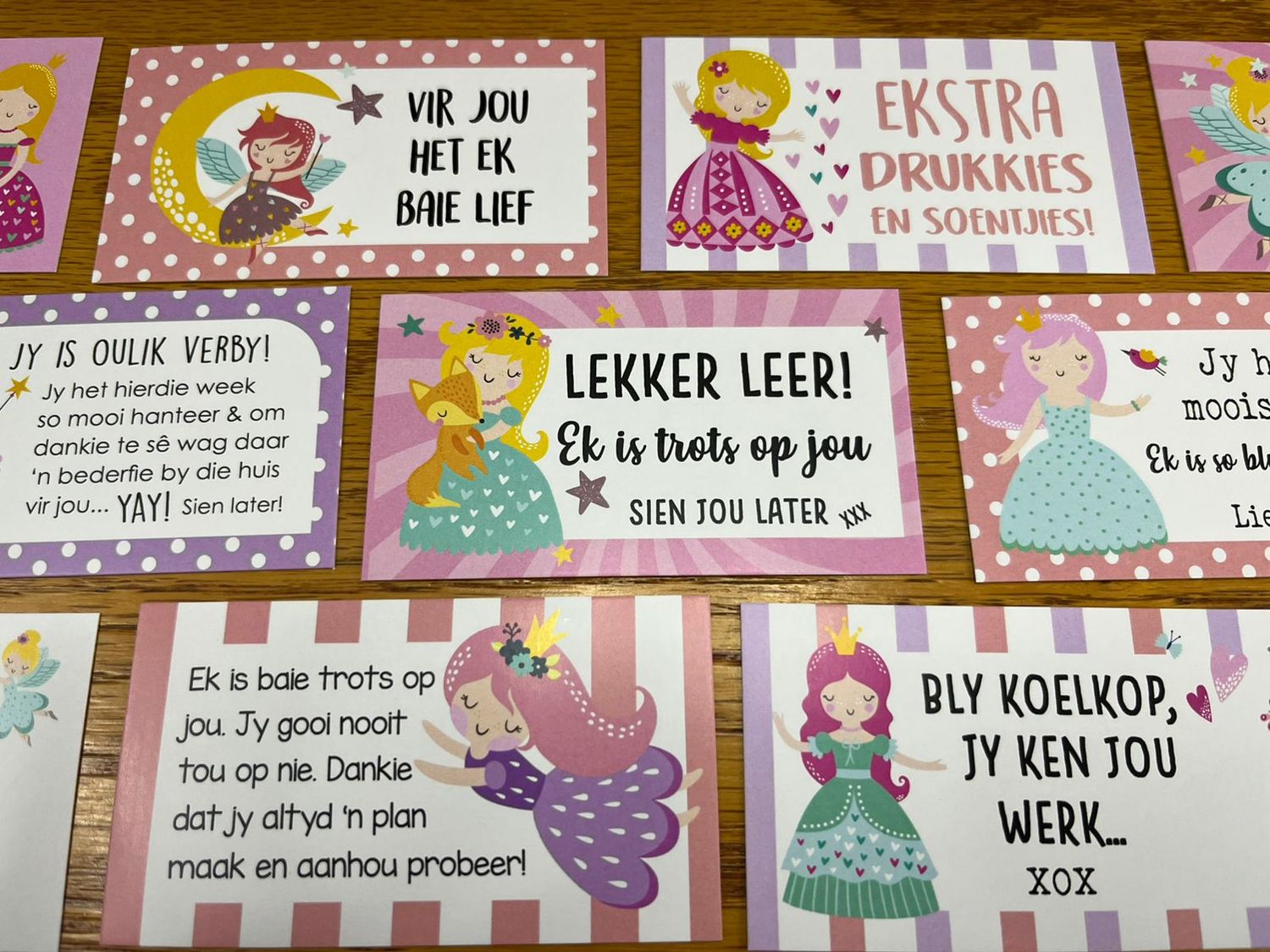 Fairy Princess Theme 1 Afrikaans Lunchbox Note Cards