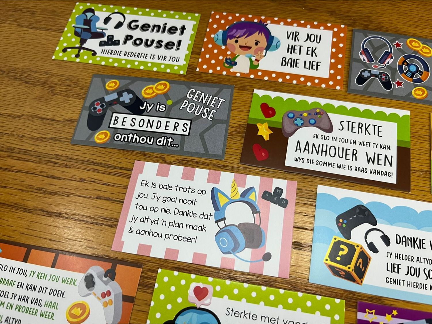 Gaming Theme 1 Afrikaans Lunchbox Note Cards