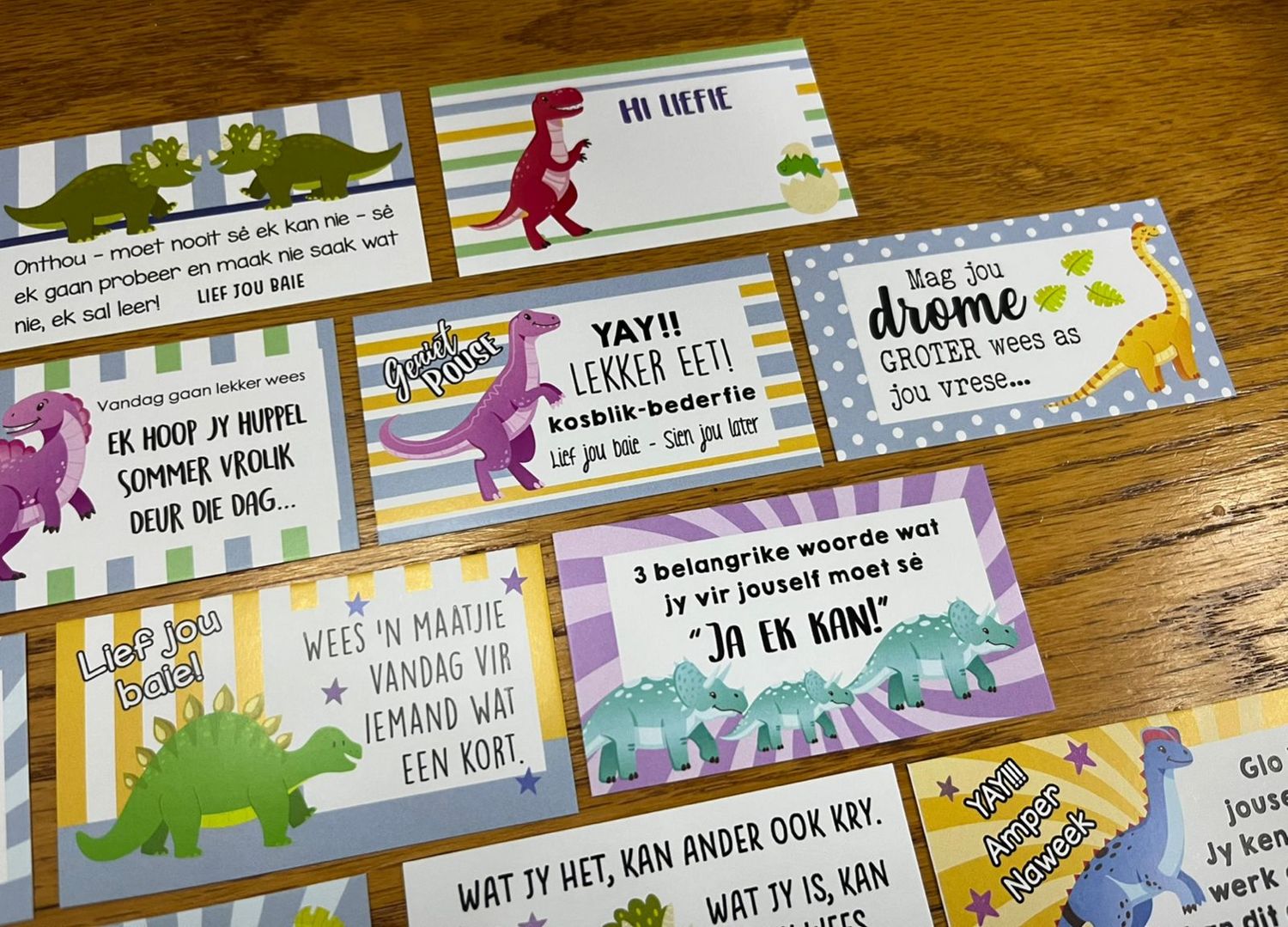Dinosaurs Theme 1 Afrikaans Lunchbox Note Cards