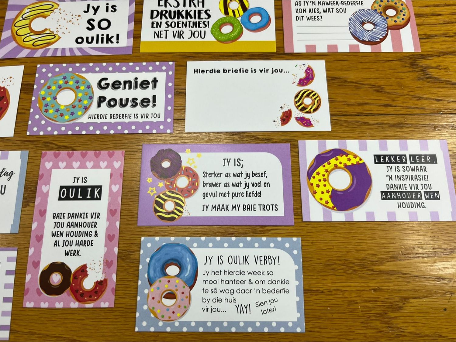 Doughnut Donut Theme 1 Afrikaans Lunchbox Note Cards