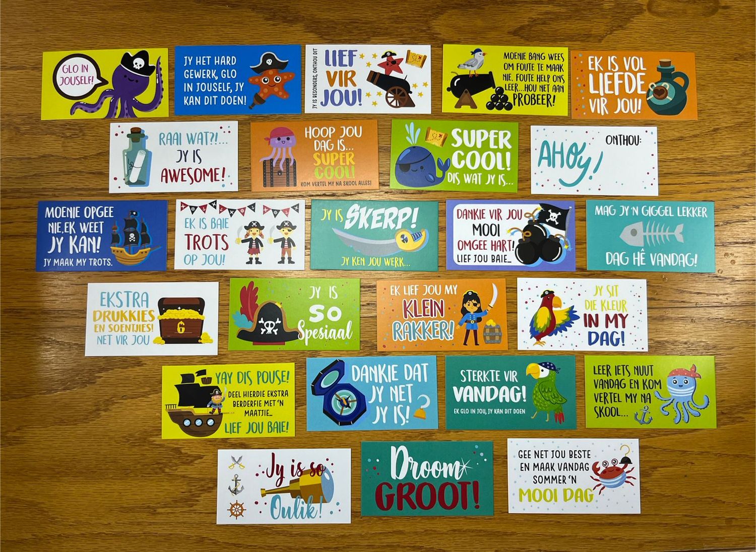 Pirate Theme Afrikaans Lunchbox Note Cards