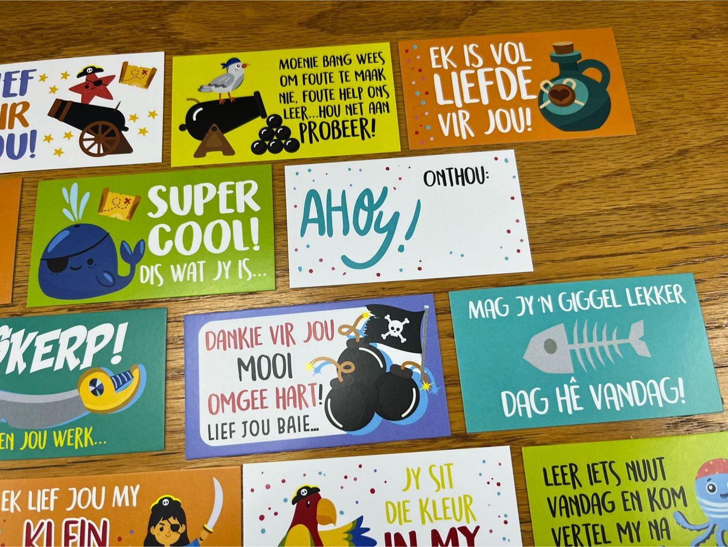 Pirate Theme Afrikaans Lunchbox Note Cards