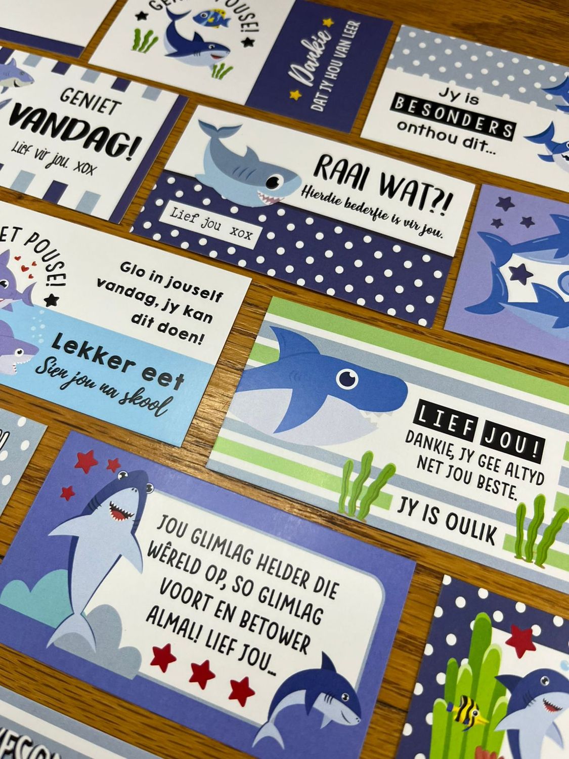 Shark Theme Afrikaans Lunchbox Note Cards