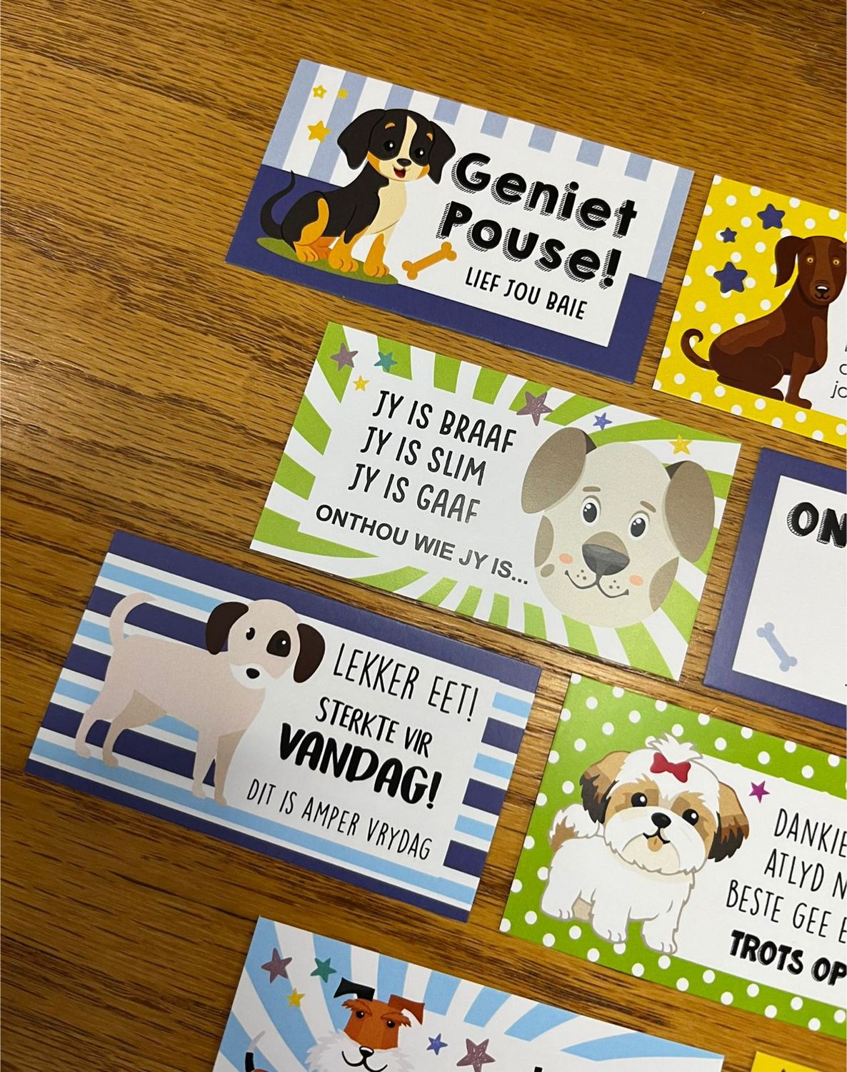 Puppy Dog Theme Afrikaans Lunchbox Note Cards