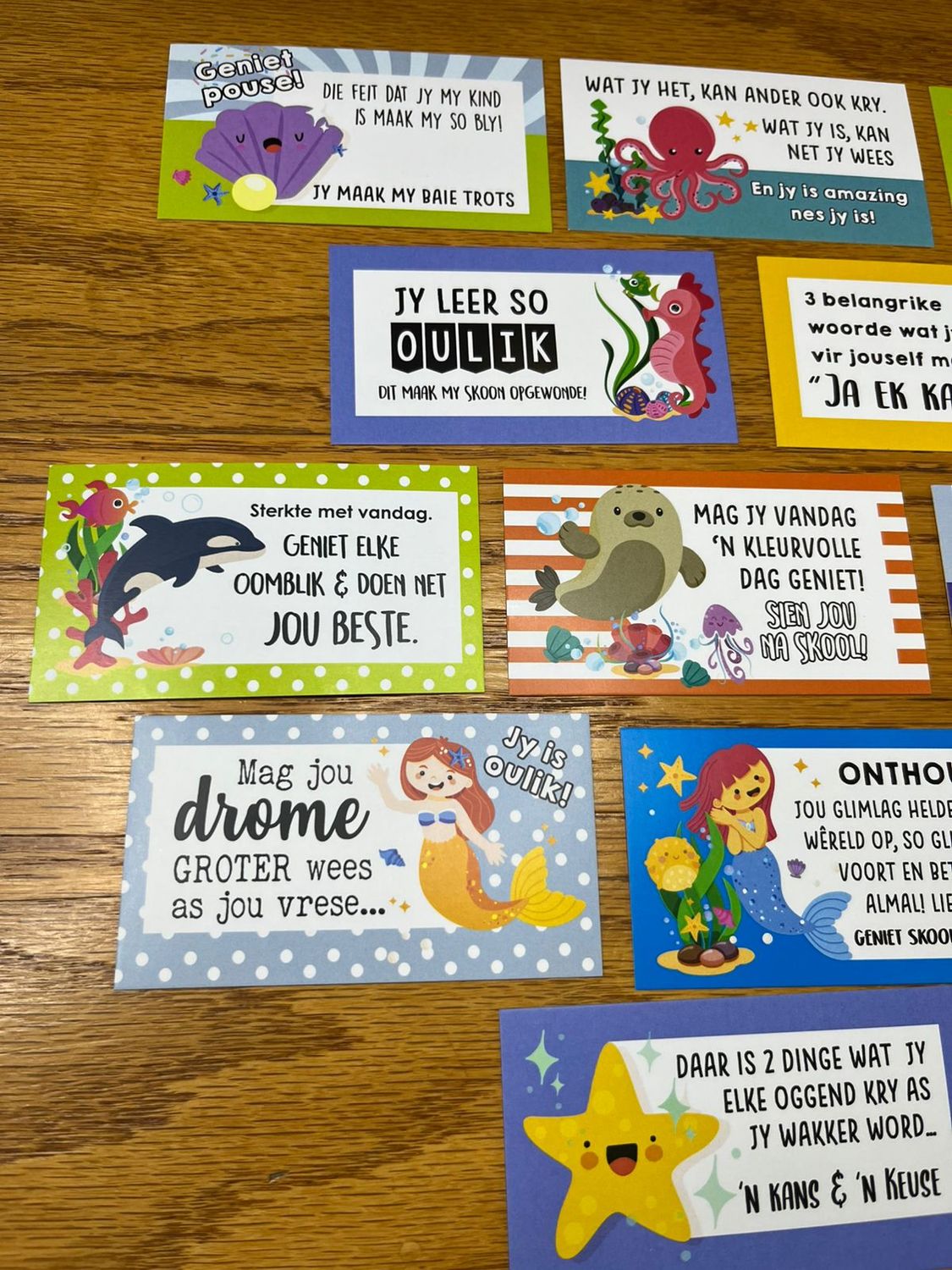 Under The Sea Theme Afrikaans Lunchbox Note Cards