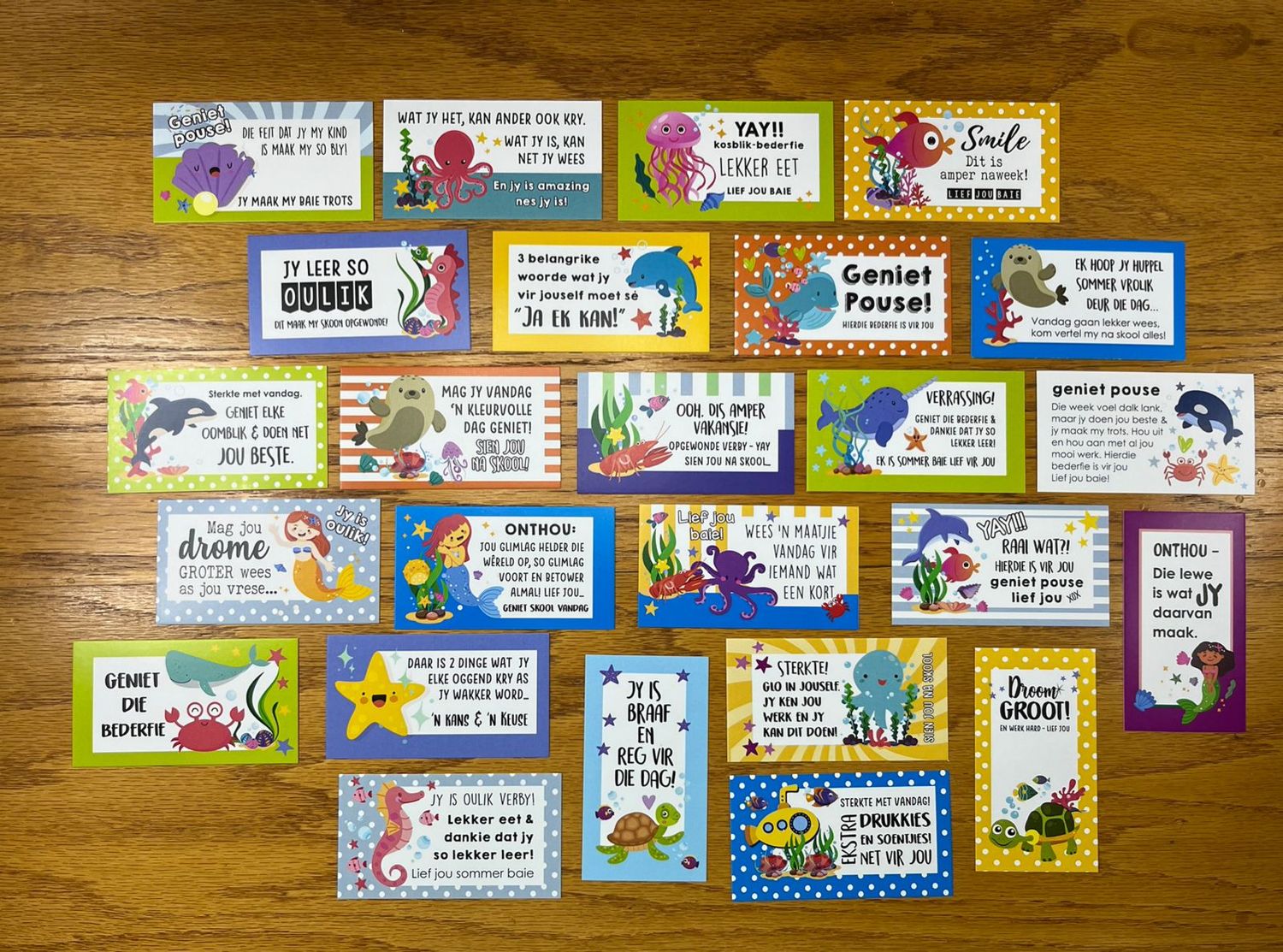 Under The Sea Theme Afrikaans Lunchbox Note Cards