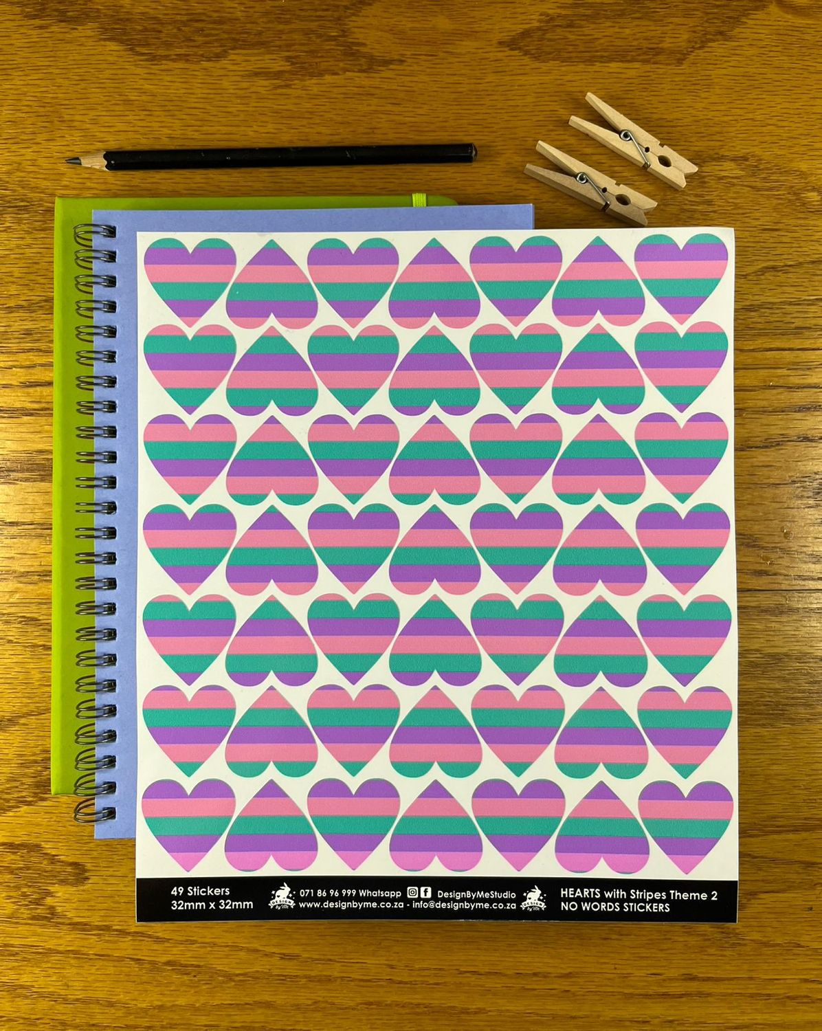 Hearts with stripes Theme 2 - NO WORDS Stickers