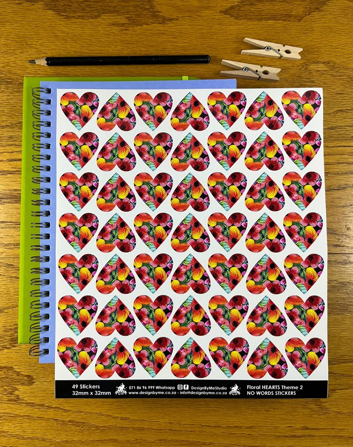 Floral Flower Hearts Theme 2 - NO WORDS Stickers