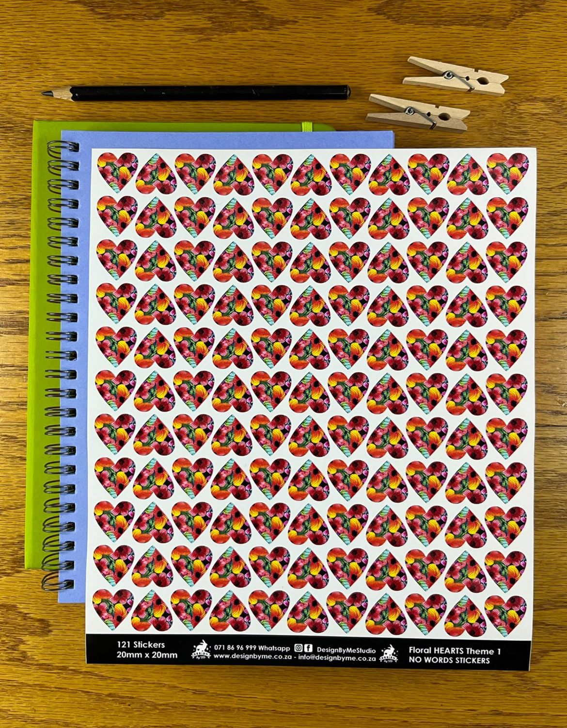 Floral flower Hearts Theme 1 - NO WORDS Stickers