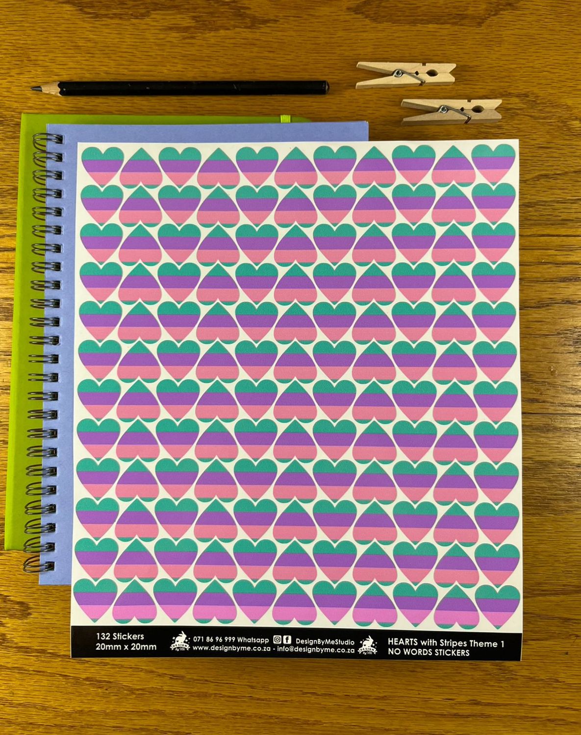 Hearts with stripes Theme 1 - NO WORDS Stickers