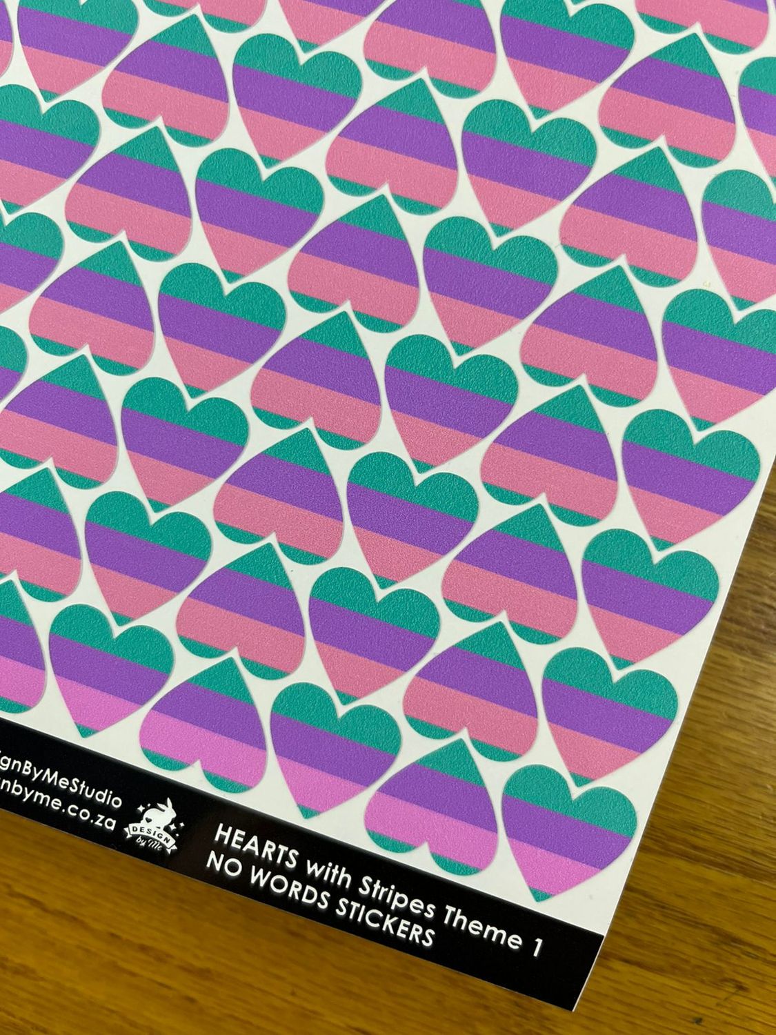 Hearts with stripes Theme 1 - NO WORDS Stickers