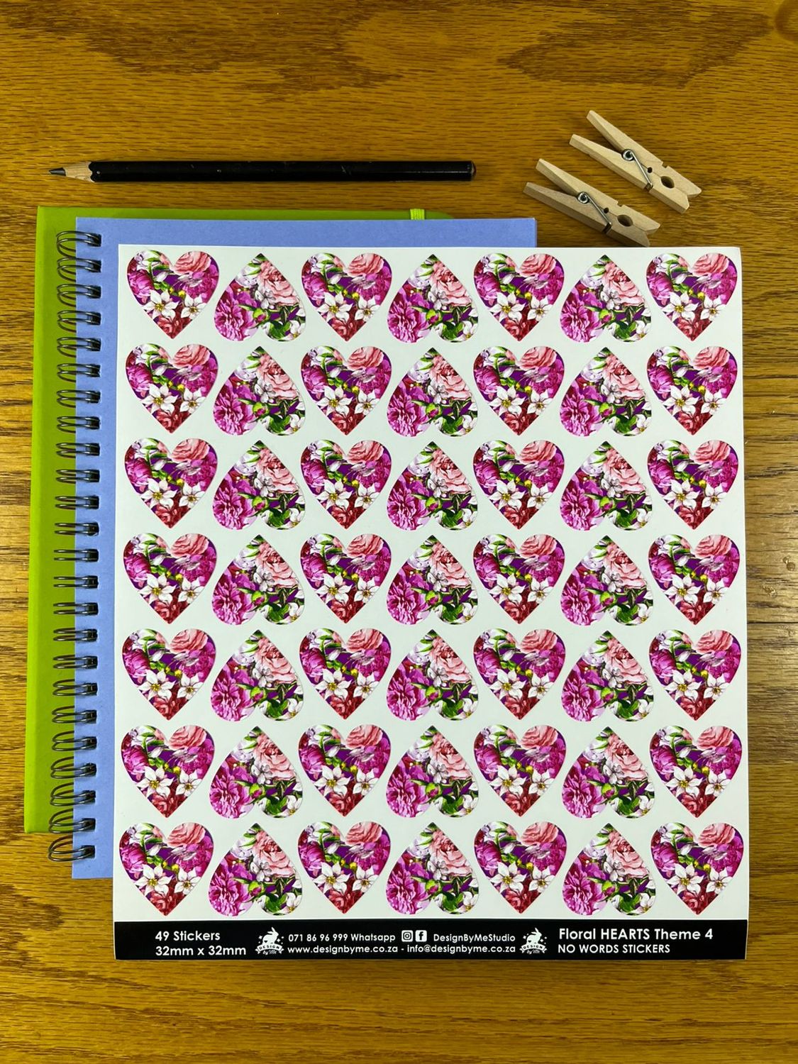 Floral Flower Hearts Theme 4 - NO WORDS Stickers