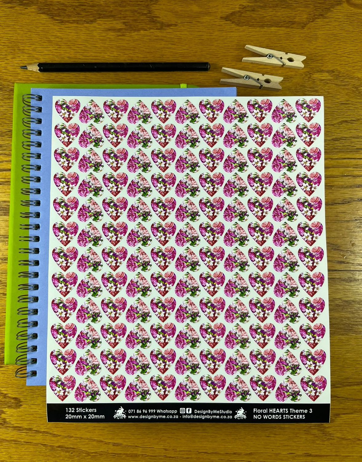 Floral Flower Hearts Theme 3 - NO WORDS Stickers