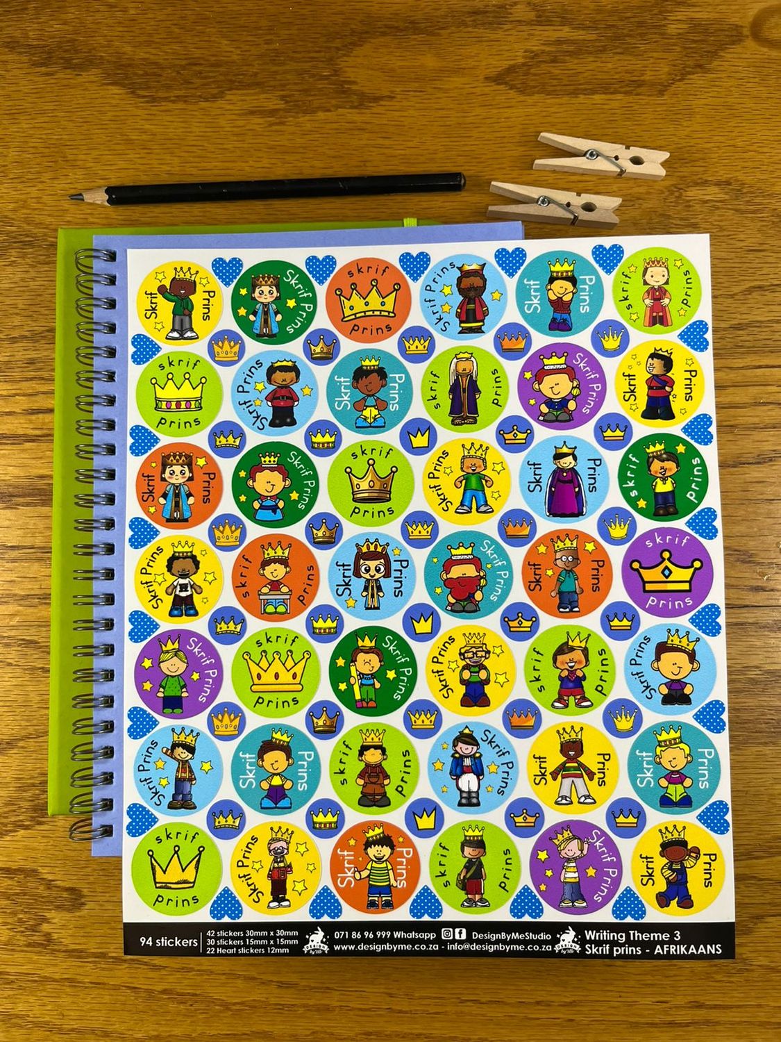 Writing Skrif Prins Theme 3  Reward Stickers in Afrikaans