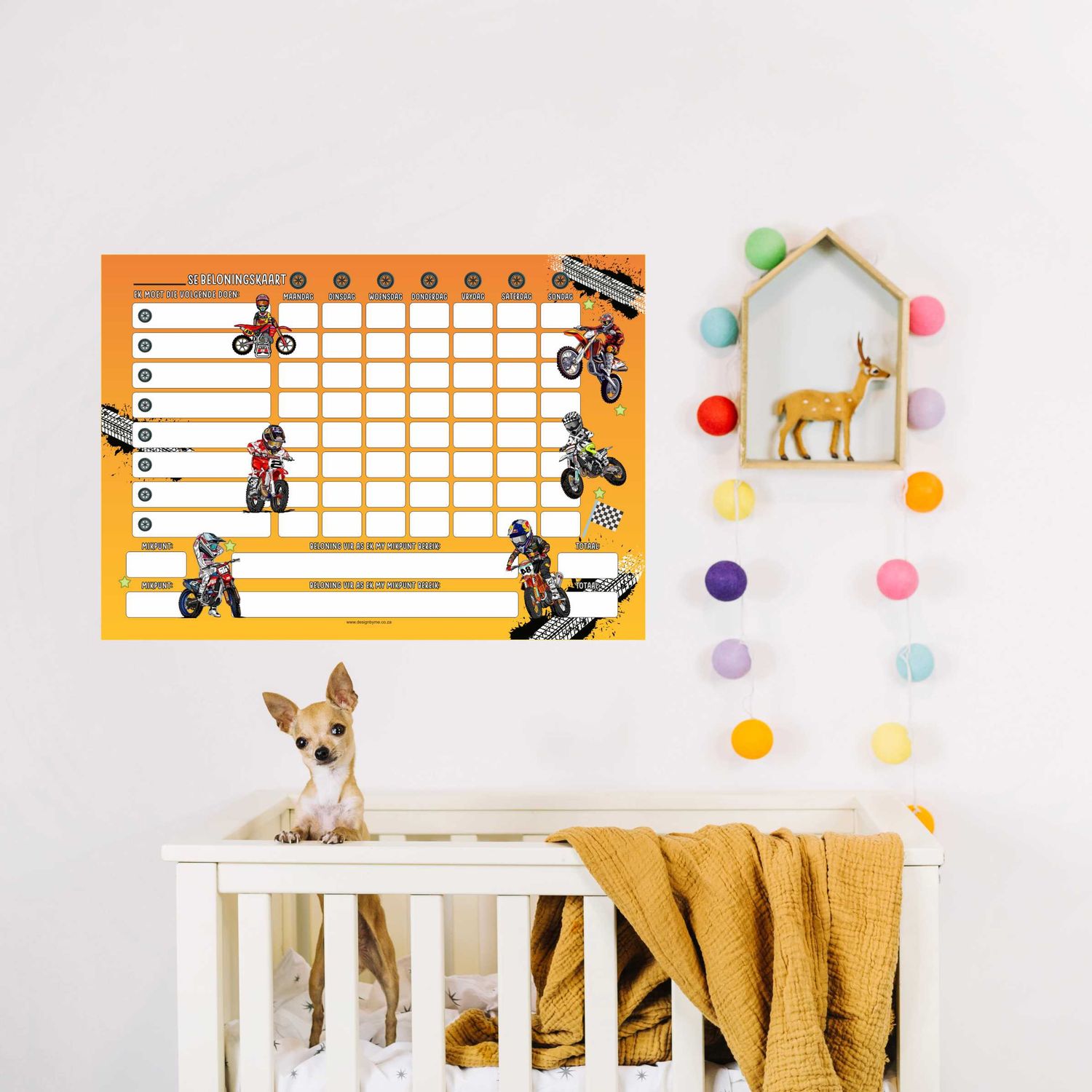 Dirt Bike Cross Bike Motorcycle Theme 1 Reward Chart Chore Chart Afrikaans