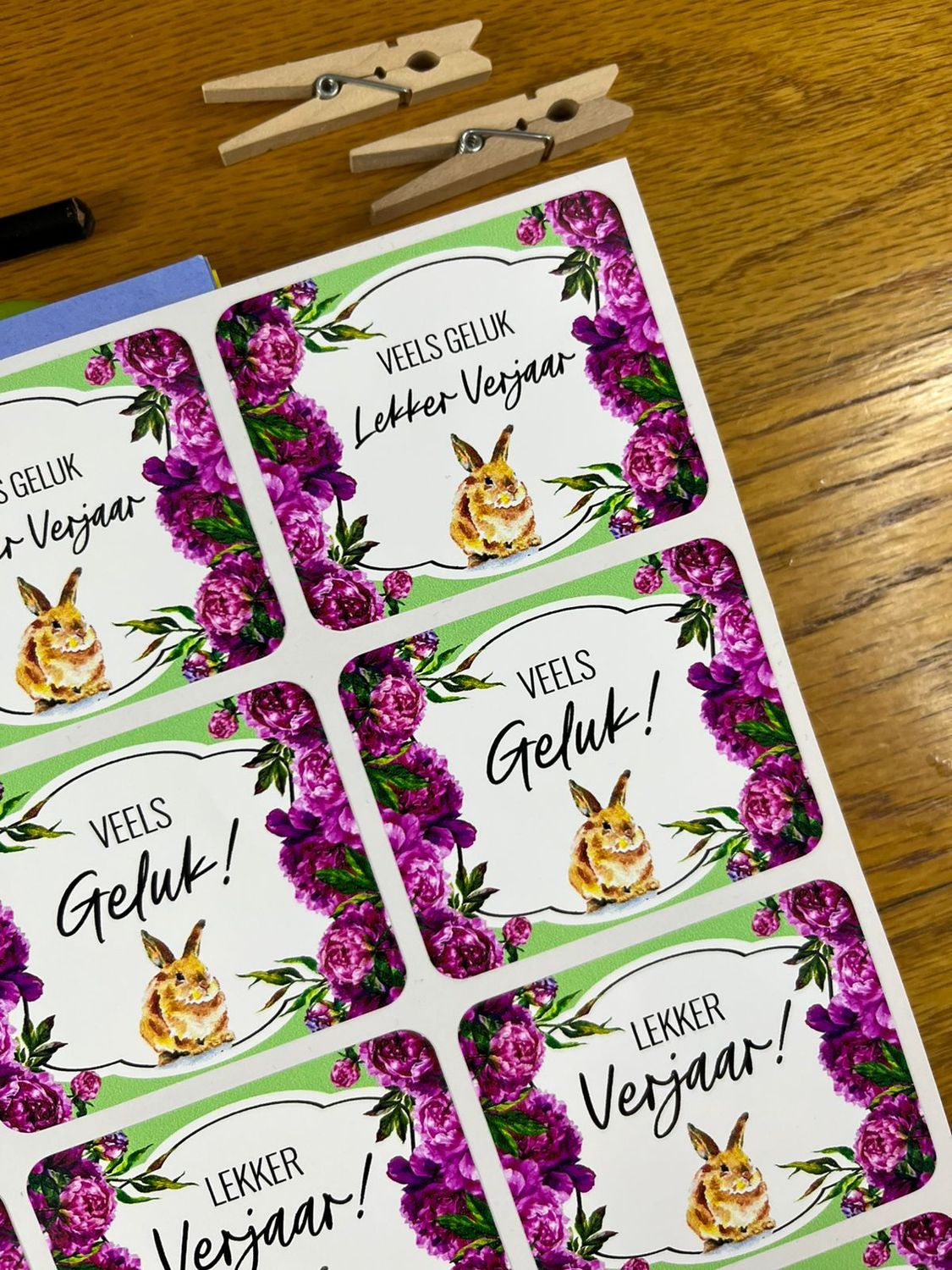 Bunny Theme 1 Birthday Gift Stickers Afrikaans