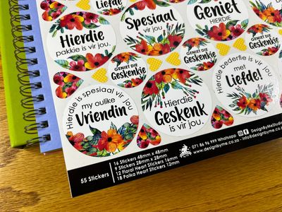 Floral flower Theme 2 Gift Stickers in Afrikaans