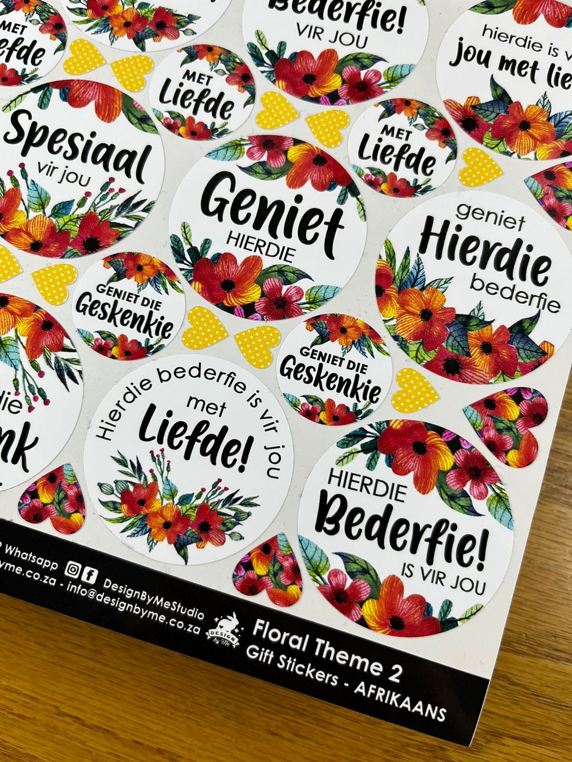 Floral Theme 2 Gift Stickers in Afrikaans