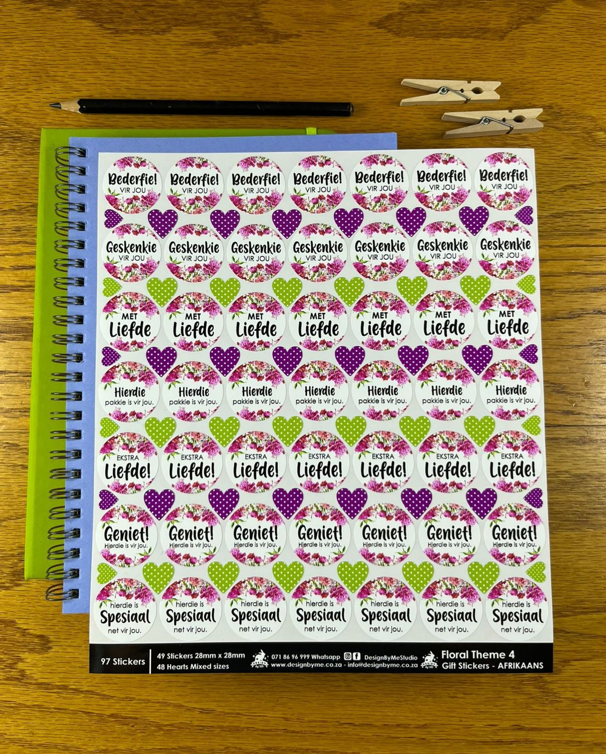 Floral Theme 4 Gift Stickers in Afrikaans