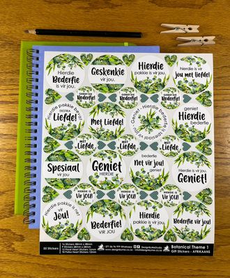 Botanical Theme 1 Gift Stickers in Afrikaans