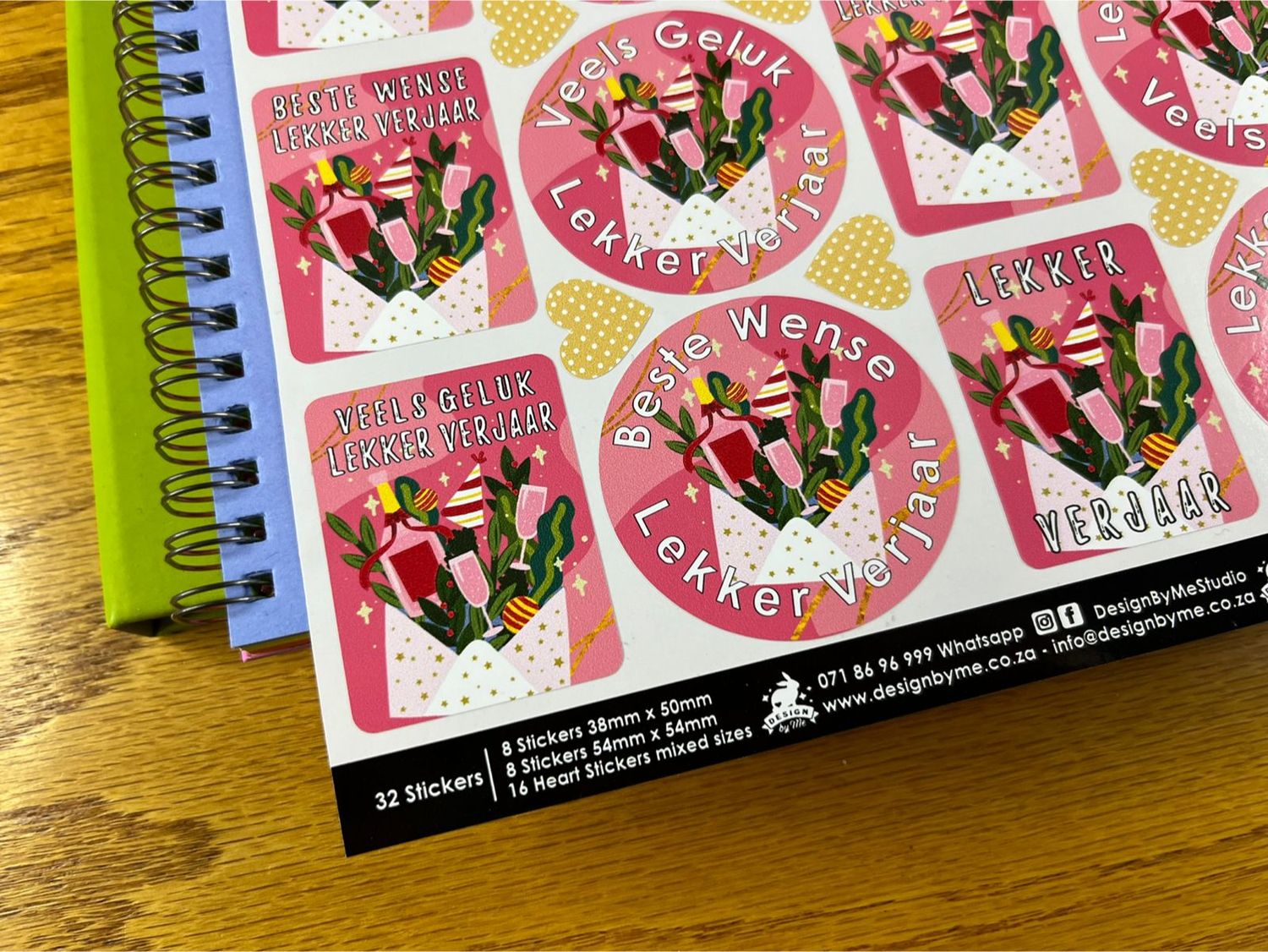 Bubbly Theme 3 Birthday Gift Stickers Afrikaans