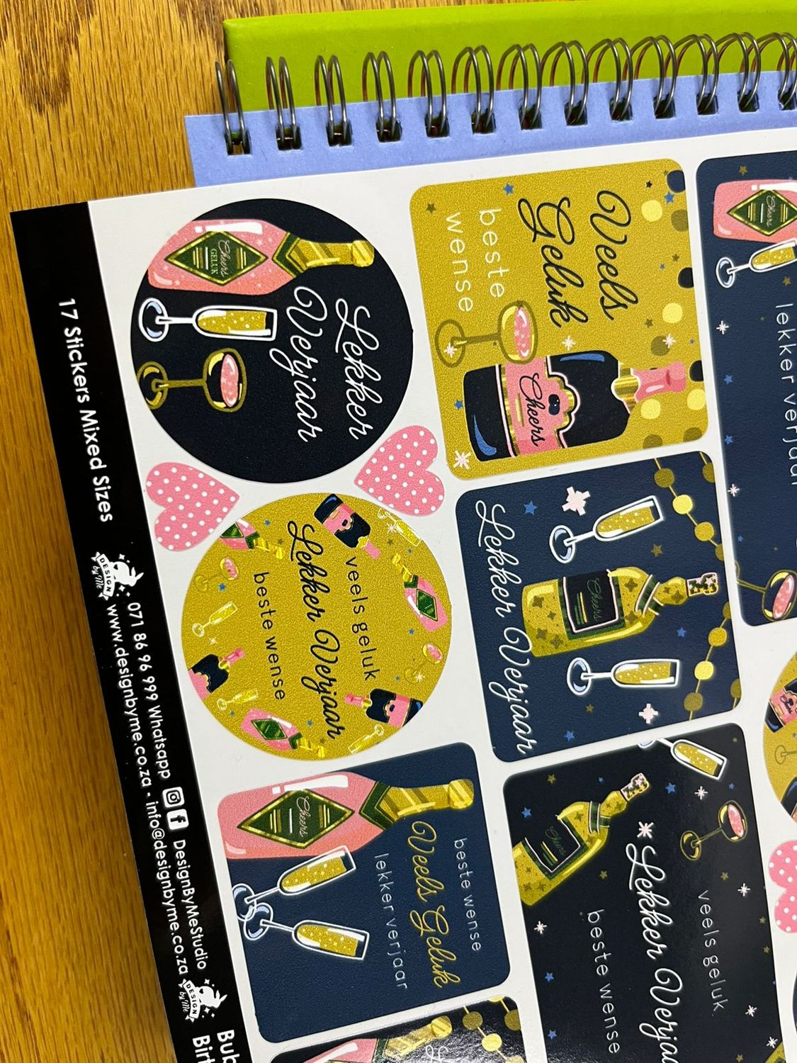 Bubbly Theme 5 Birthday Gift Stickers Afrikaans