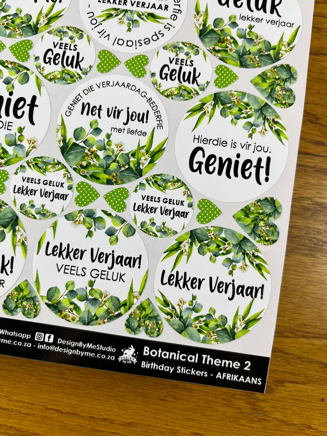 Botanical Theme 2 Birthday Gift Stickers Afrikaans