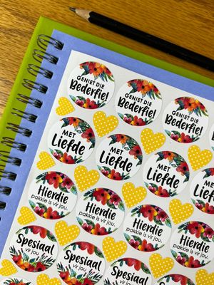 Floral flower Theme 5 Gift Stickers in Afrikaans