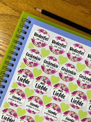 Floral Theme 4.1 Gift Stickers in Afrikaans