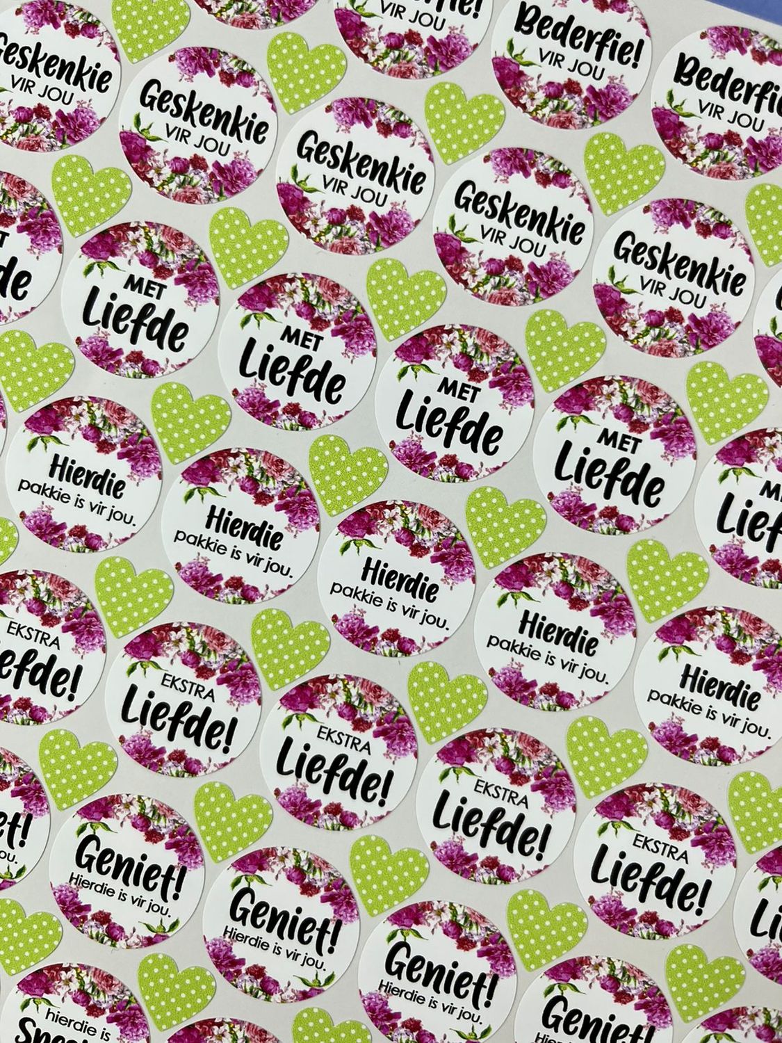 Floral flower Theme 4.1 Gift Stickers in Afrikaans